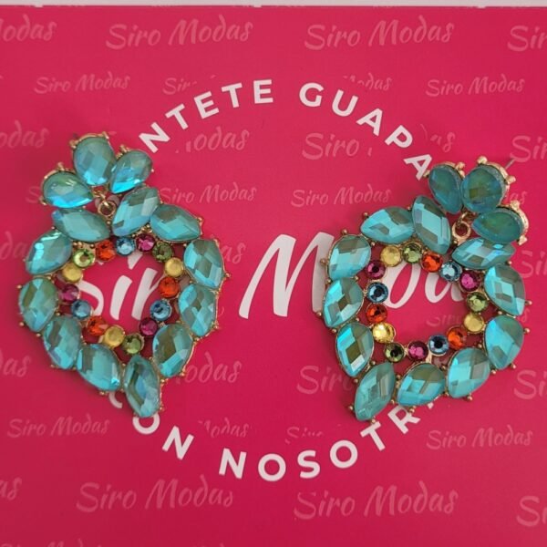 Pendientes Circonio - turquesa medio