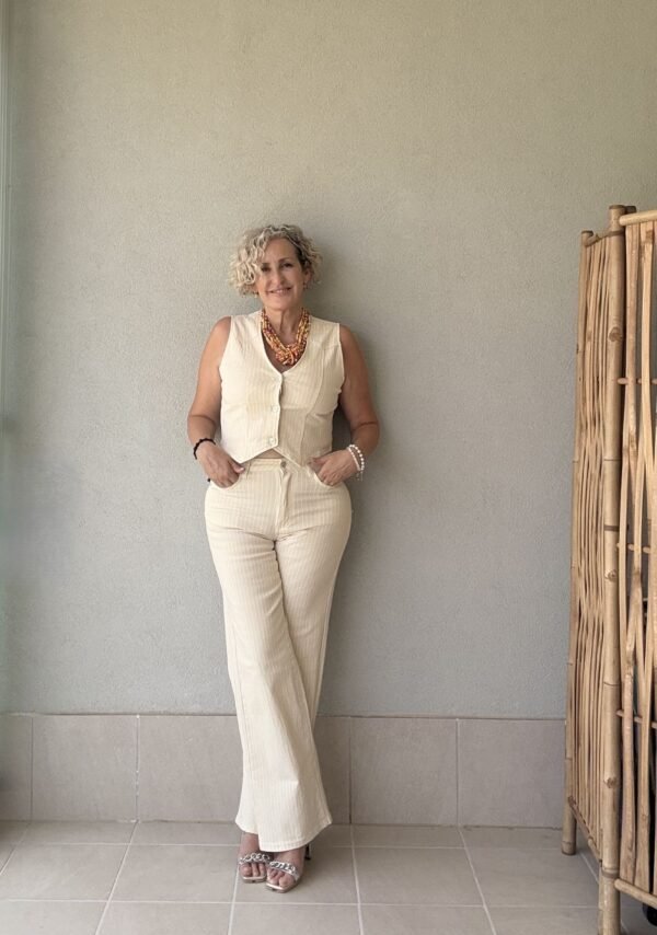 Chalequillo Mil Rayas Beige - Imagen 6
