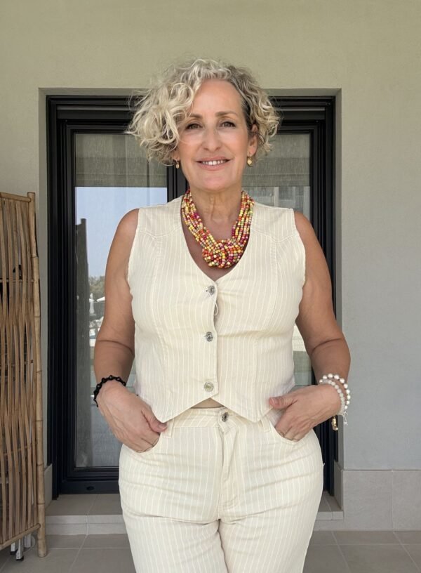 Chalequillo Mil Rayas Beige - Imagen 4